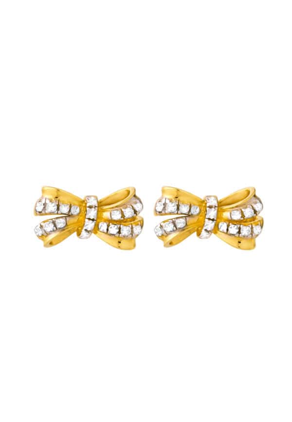 TOMEI Diamond Cut Collection Ribbon Stud Earrings, Yellow Gold 916