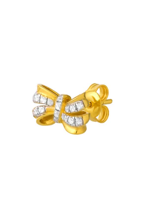 TOMEI Diamond Cut Collection Ribbon Stud Earrings, Yellow Gold 916
