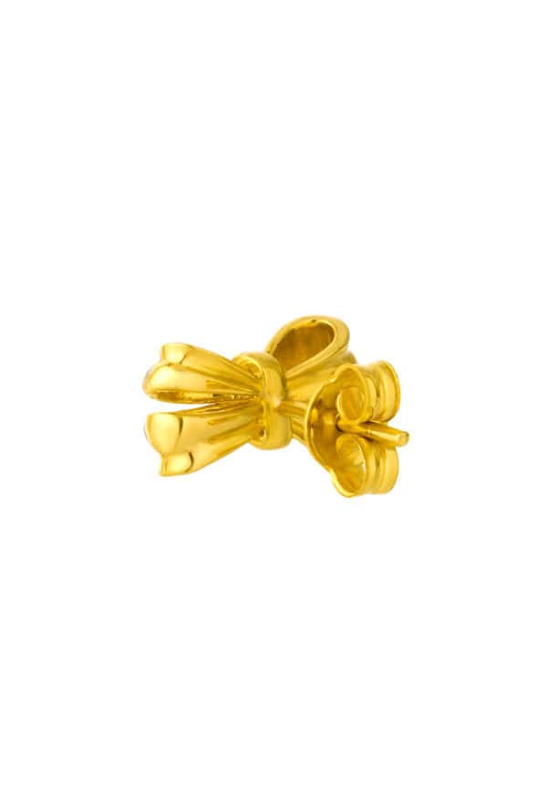 TOMEI Diamond Cut Collection Ribbon Stud Earrings, Yellow Gold 916
