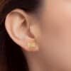 TOMEI Diamond Cut Collection Ribbon Stud Earrings, Yellow Gold 916