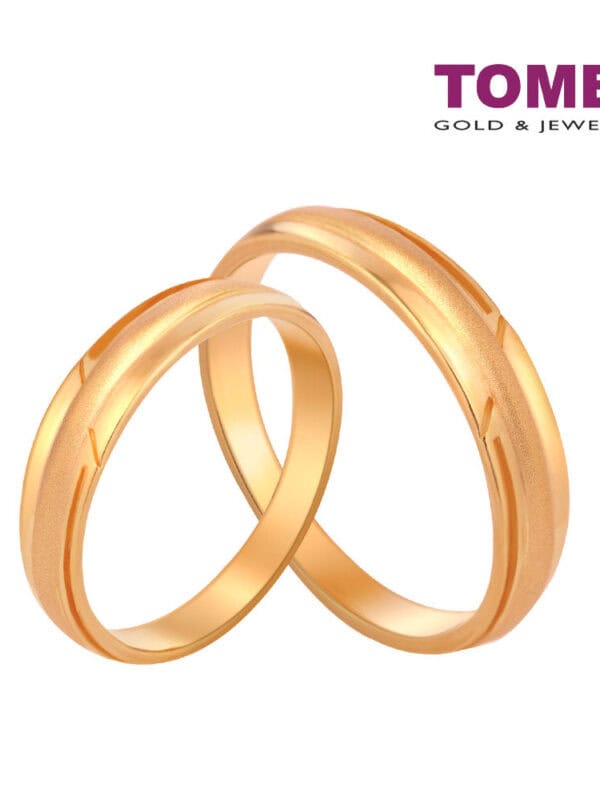 TOMEI Perfect Match Couple Rings, Yellow Gold 916 (XD-YG0350R/0351R-1C)