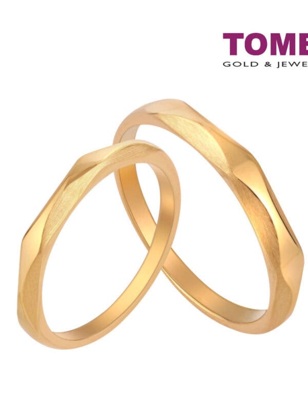 TOMEI Perfect Match Couple Rings, Yellow Gold 916 (XD-YG0686R/0687R-1C)