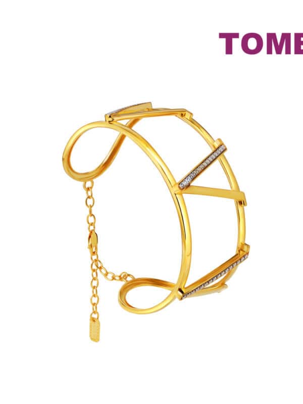 TOMEI Diamond Cut Collection Captivating V Bangle, Yellow Gold 916