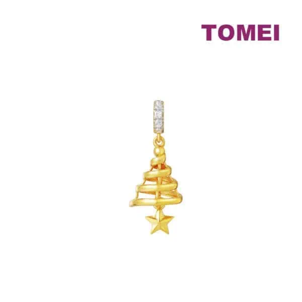 XMAS_1000x1000_0117_TM-YG1177P-2C TOMEI Chomel Xmas Tree Charm, Yellow Gold 916