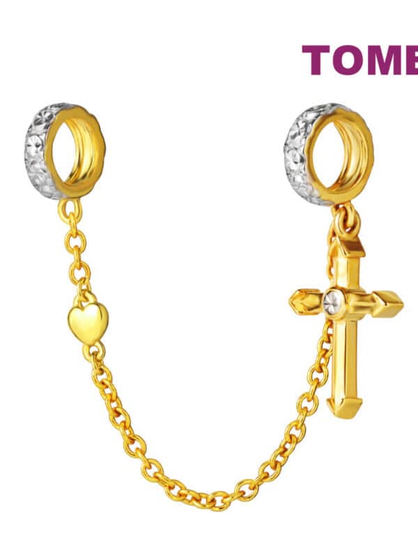 TOMEI Chomel Cross Charm/Stopper, Yellow Gold 916