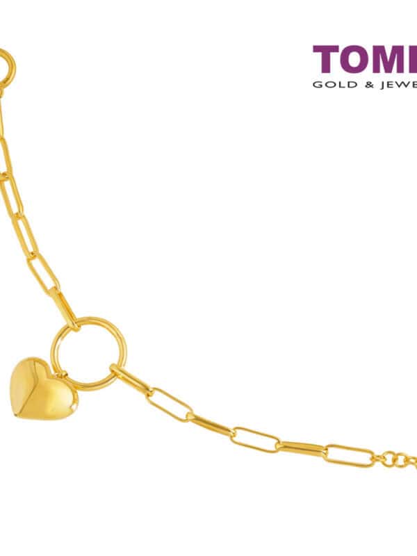 TOMEI Heart Linked Chain Bracelet, Yellow Gold 916