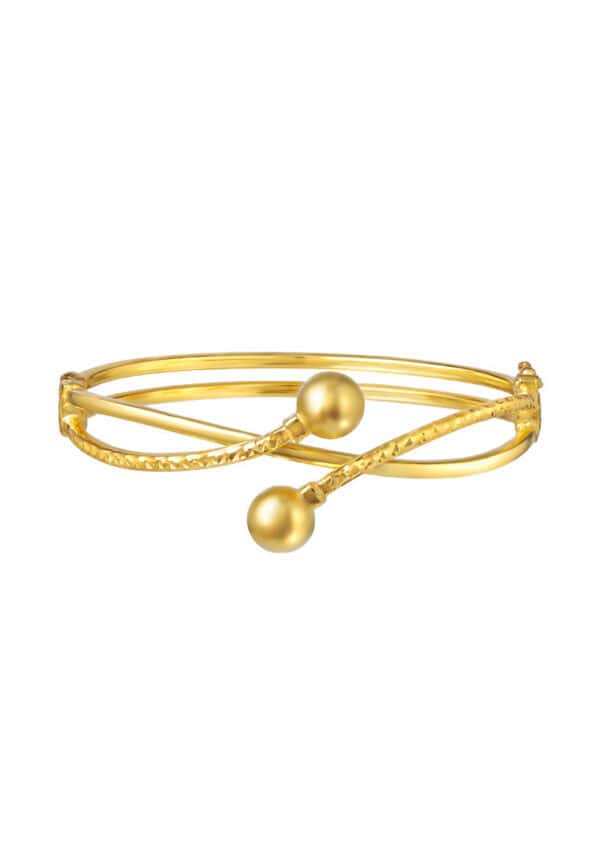 TOMEI Bold Double Cuff Bangle, Yellow Gold 916