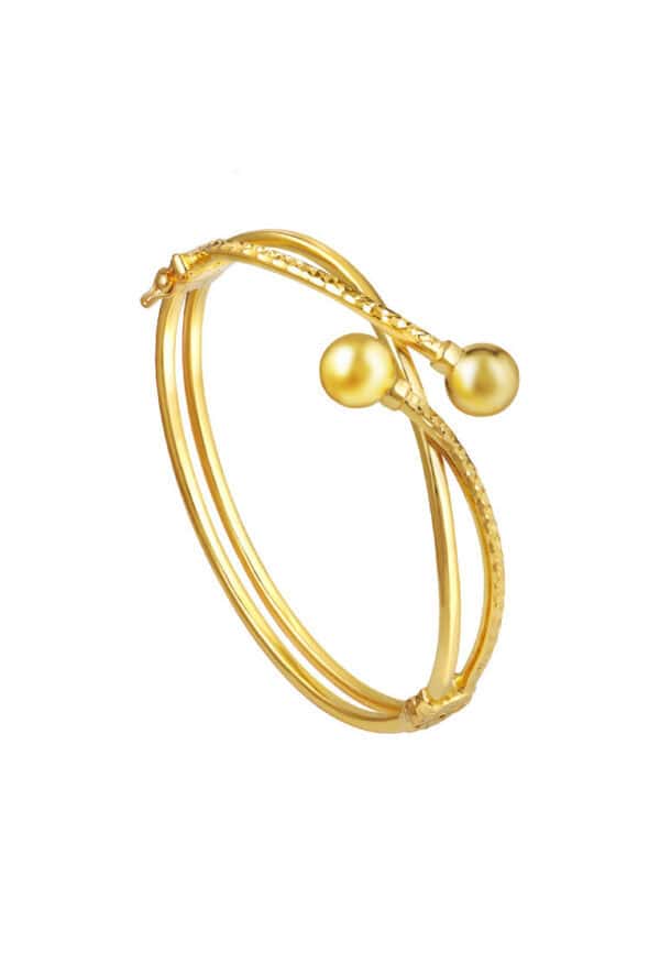 TOMEI Bold Double Cuff Bangle, Yellow Gold 916