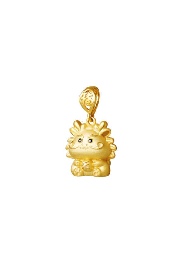 TOMEI Happy Joyful Dragon Pendant, Yellow Gold 916