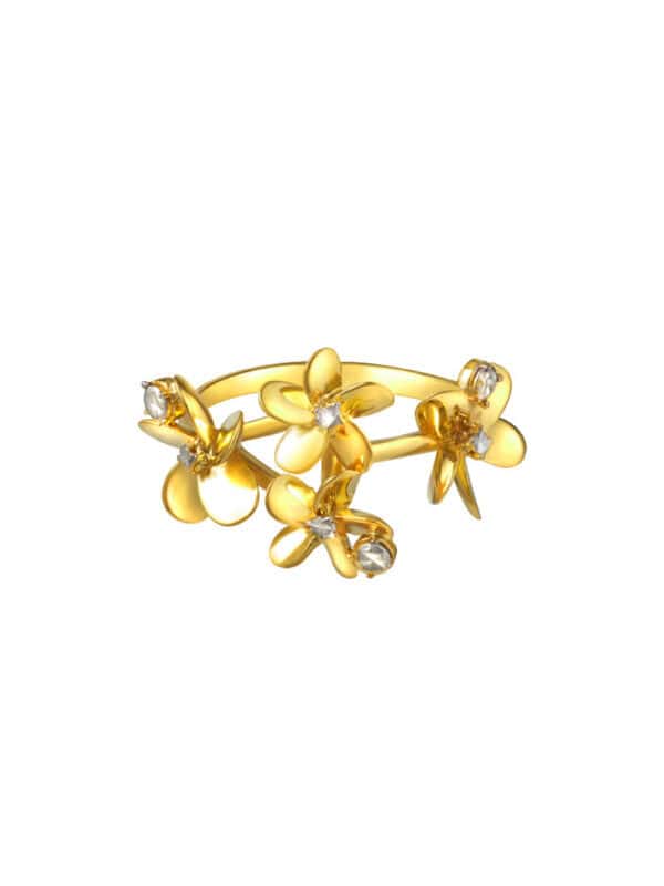 TOMEI Lusso Italia Flower Ring, Yellow Gold 916