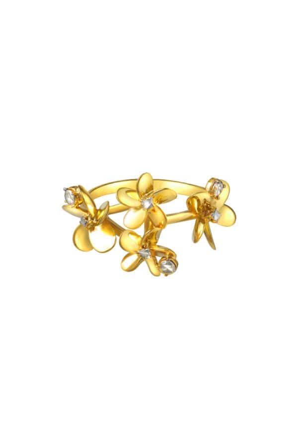 TOMEI Lusso Italia Flower Ring, Yellow Gold 916