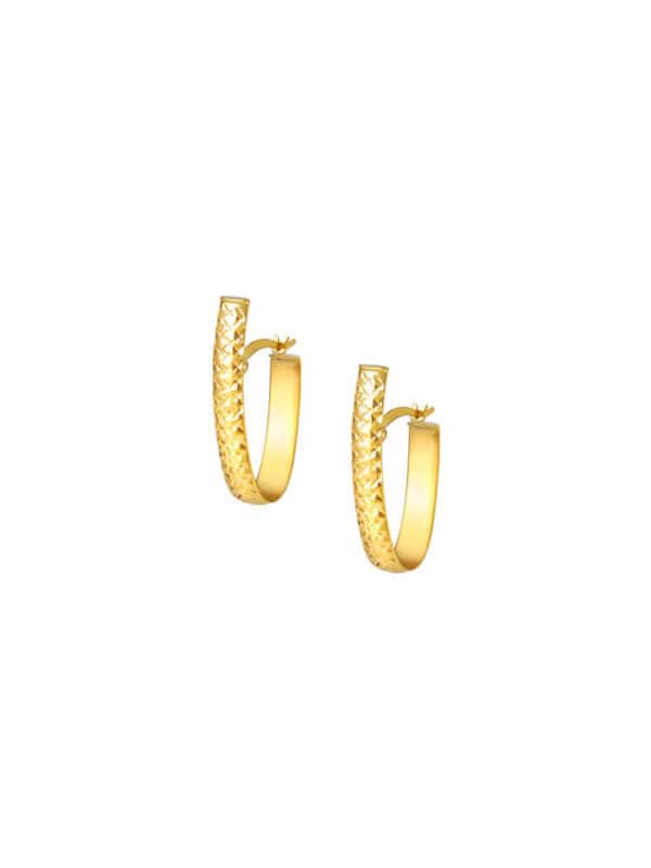 TOMEI Lusso Italia Glittering Long Hoop Earrings, Yellow Gold 916