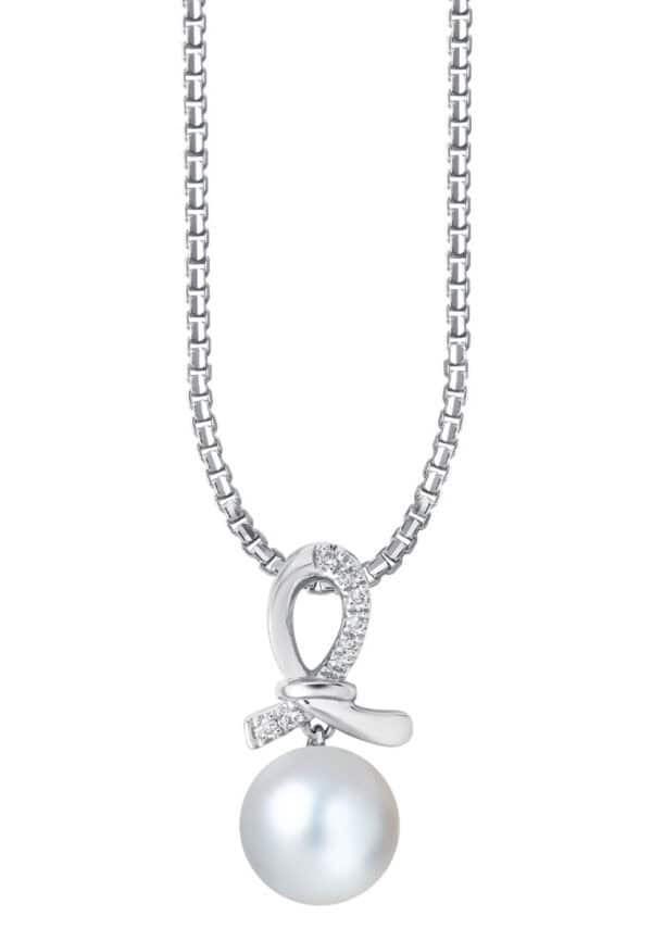 TOMEI Pearl Pendant Set, White Gold 585