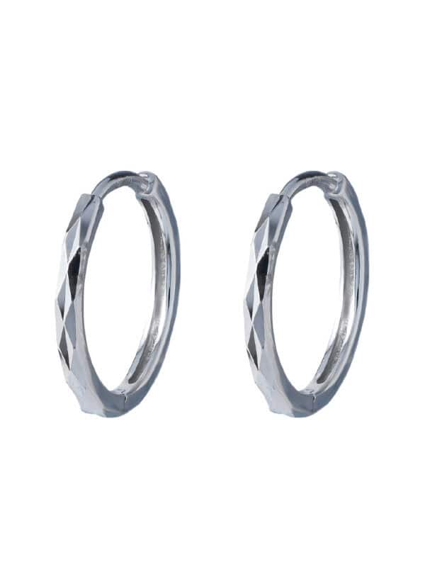 TOMEI Laser Loop Earrings, White Gold 585