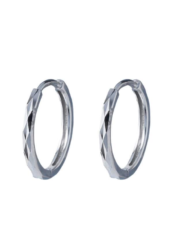 TOMEI Laser Loop Earrings, White Gold 585