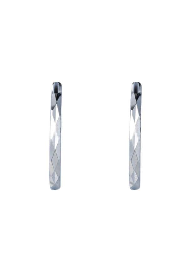 TOMEI Laser Loop Earrings, White Gold 585