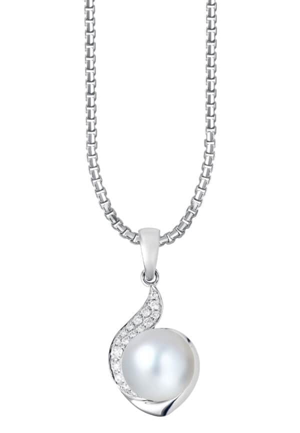 TOMEI Pearl Pendant Set, White Gold 585