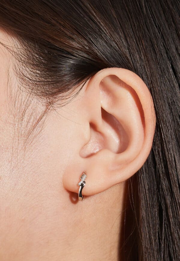 TOMEI Diamond Hoop Earrings, White Gold 585