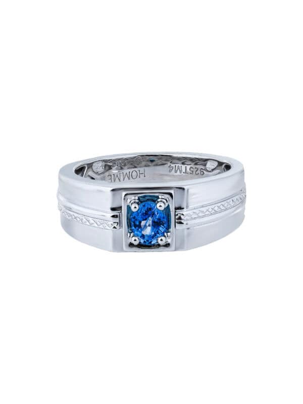 TOMEI Homme Collection Sapphire Men Ring, Silver+Palladium