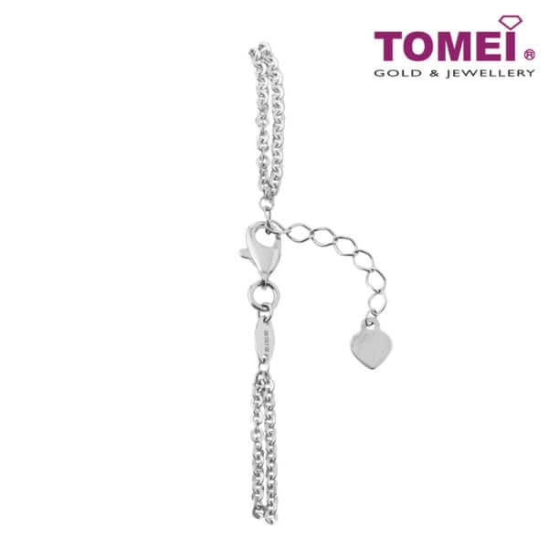 TOMEI Double Strands Bracelet, White+Rose Gold 585