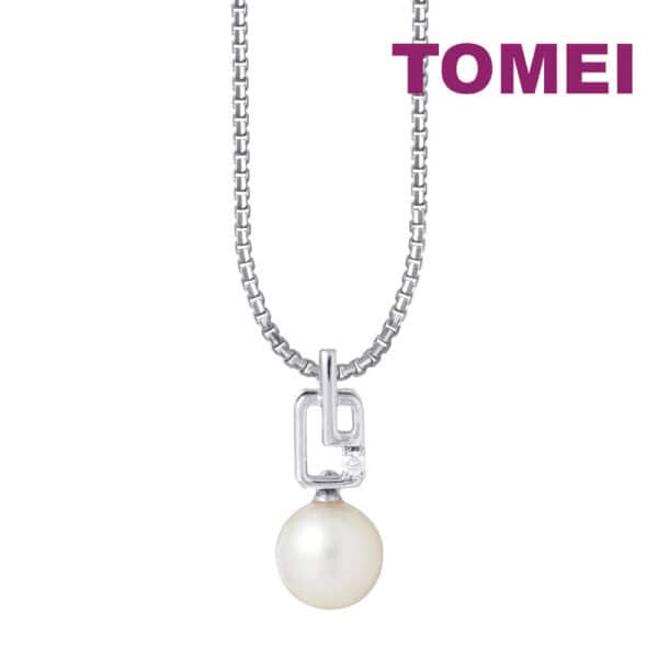TOMEI Pearl-fection Pendant Set, White Gold 585