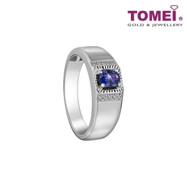 TOMEI Homme Series, Sapphire Men's Ring, Silver 925+Palladium