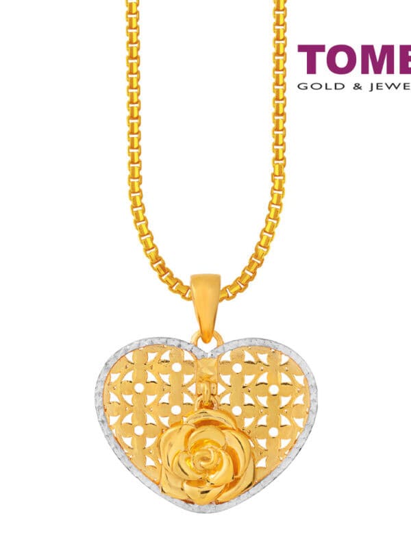 TOMEI Blooming From Heart Pendant, Yellow Gold 916
