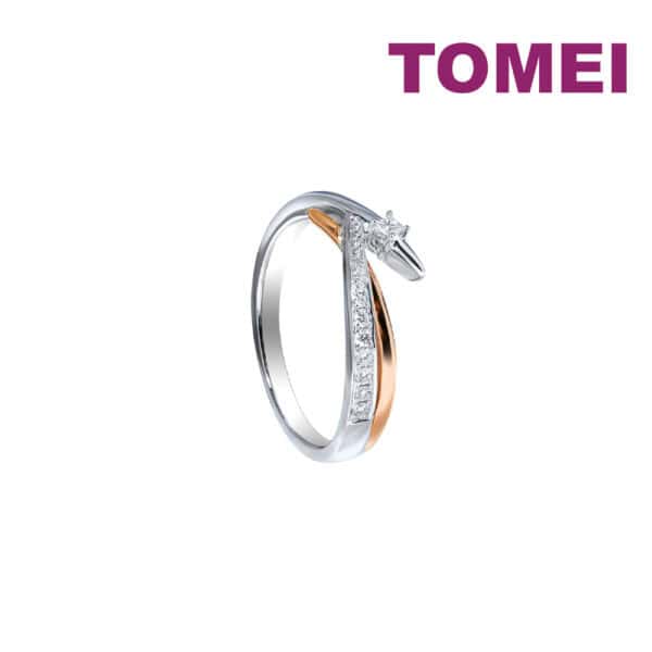 TOMEI Eternal Twine Collection Diamond Ring, White+Rose Gold 585