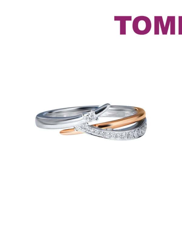 TOMEI Eternal Twine Collection Diamond Ring, White+Rose Gold 585