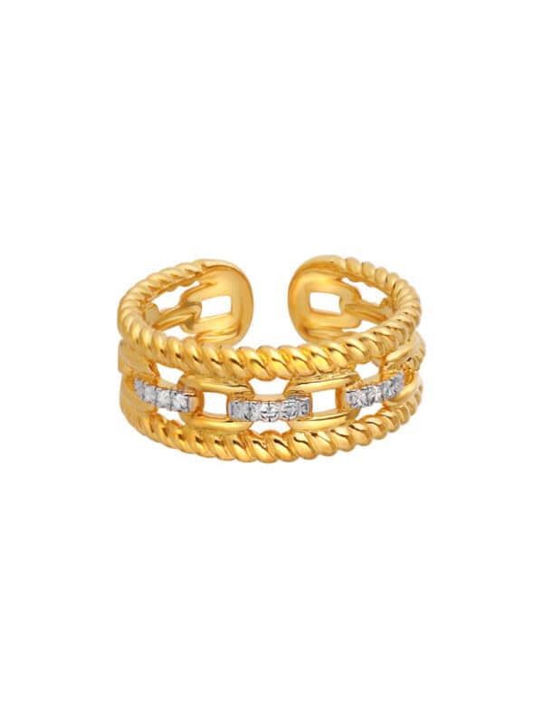 tomei_0008s_0001_Tomei_22130.psdcopy TOMEI Link Chain in Twisted Parallel Ring, Yellow Gold 916 (AS-YG0851R-2C)