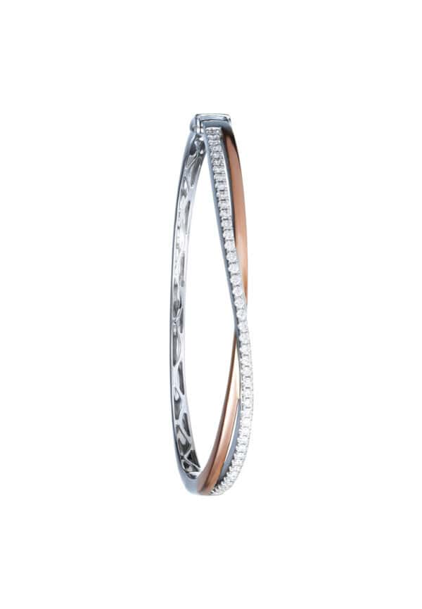 TOMEI Diamond Bangle, White+Rose 585