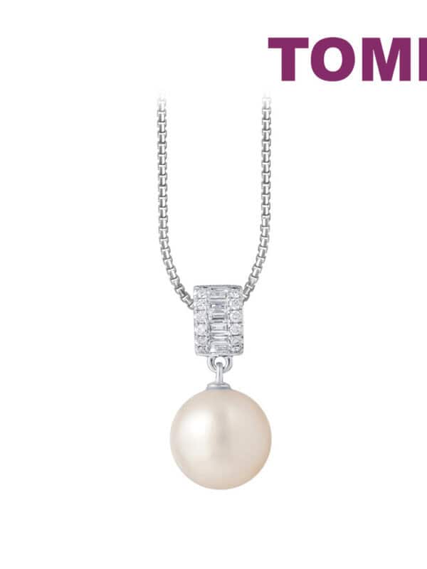 TOMEI Lustrous Pearl Pendant, White Gold 750