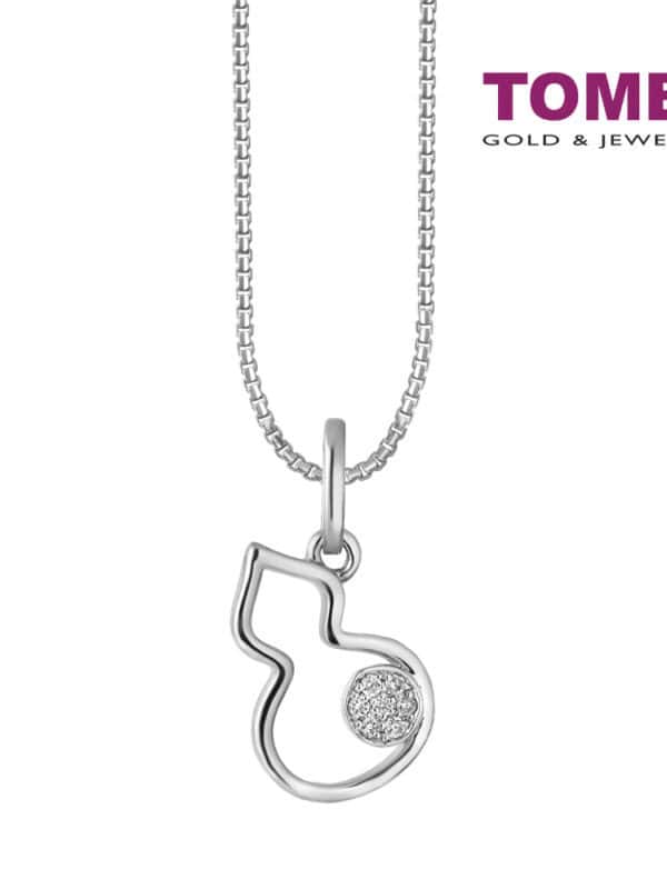 TOMEI Glowing Gourd Diamond Pendant Set, White Gold 585