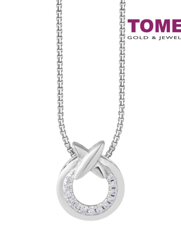 TOMEI Diamond Pendant Set, White Gold 585