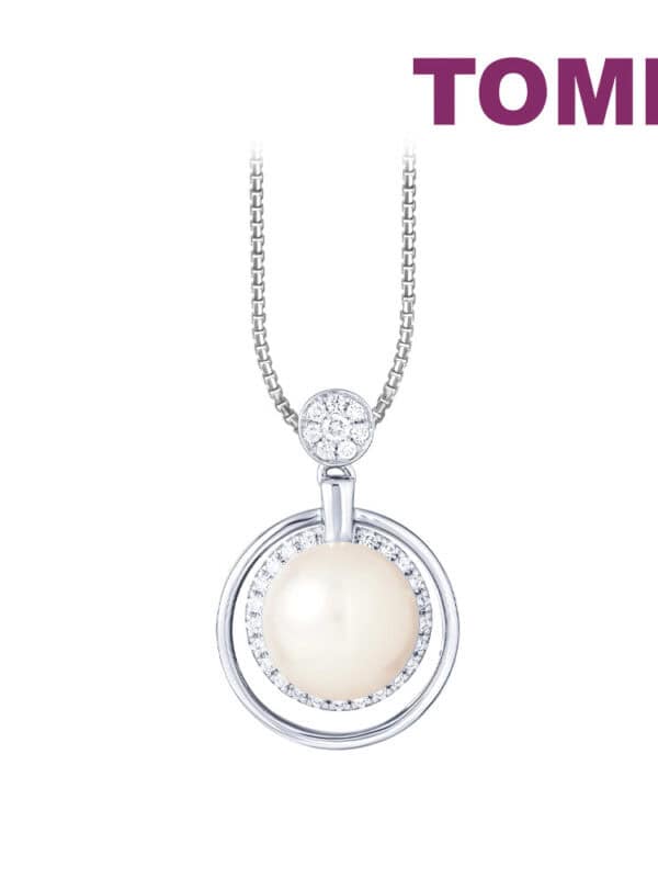 TOMEI Lustrous Pearl Pendant, White Gold 750