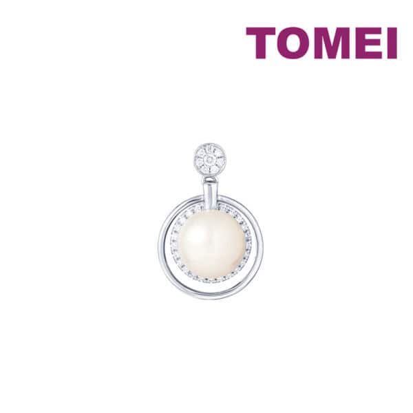 TOMEI Lustrous Pearl Pendant, White Gold 750