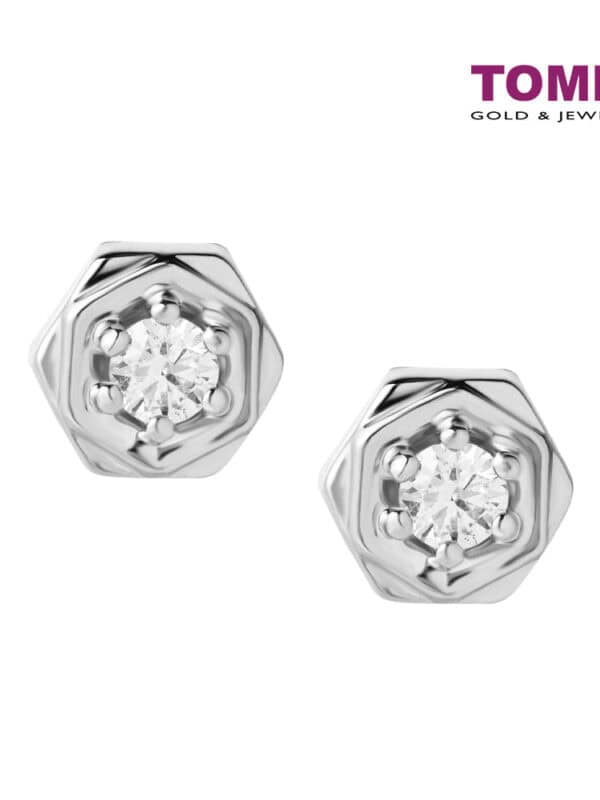 TOMEI White Christmas Collection Diamond Earrings, White Gold 585