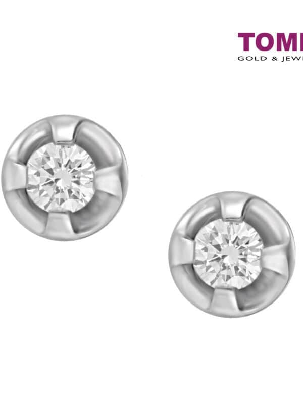 TOMEI White Christmas Collection Diamond Earrings, White Gold 585