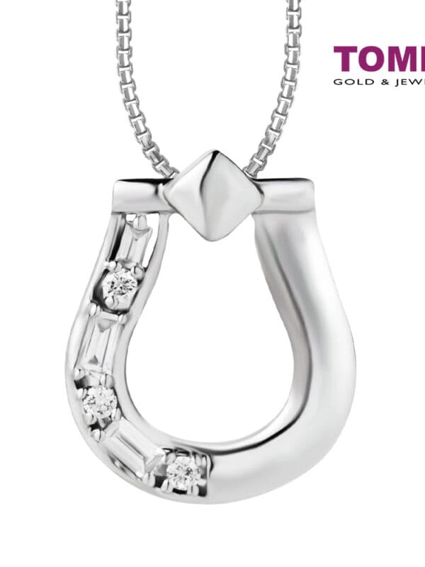 TOMEI White Christmas Collection Diamond Pendant Set, White Gold 585