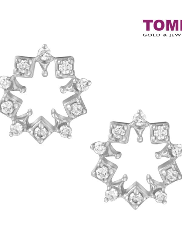 TOMEI White Christmas Collection Diamond Earrings, White Gold 585