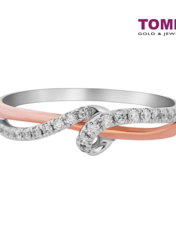 TOMEI Precious Trinity Collection Diamond Ring, White+Rose Gold 585