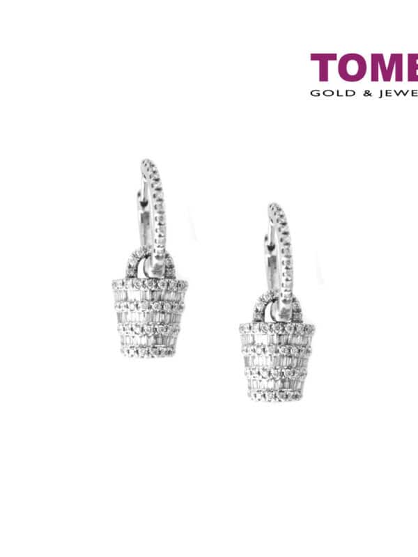 TOMEI Scuttle of Sensational Sparks Earrings, Diamond White Gold 750 (STE2671)