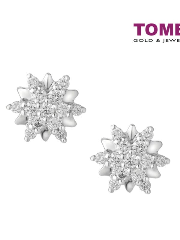 TOMEI Sweet Embrace Earrings, White Gold 585 (E2150)