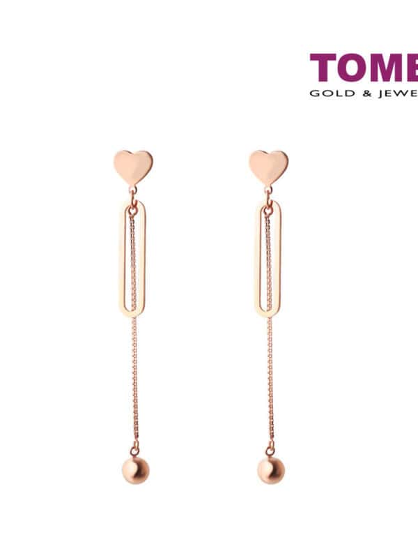 TOMEI Rouge Collection Love Dangling Earrings, Rose Gold 750