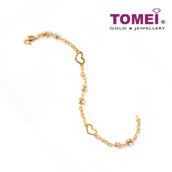 TOMEI Wingding of Hearts in Jollity Bracelet, Yellow Gold 916