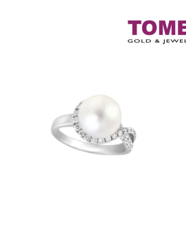 TOMEI Ring, Diamond Pearl White Gold 750