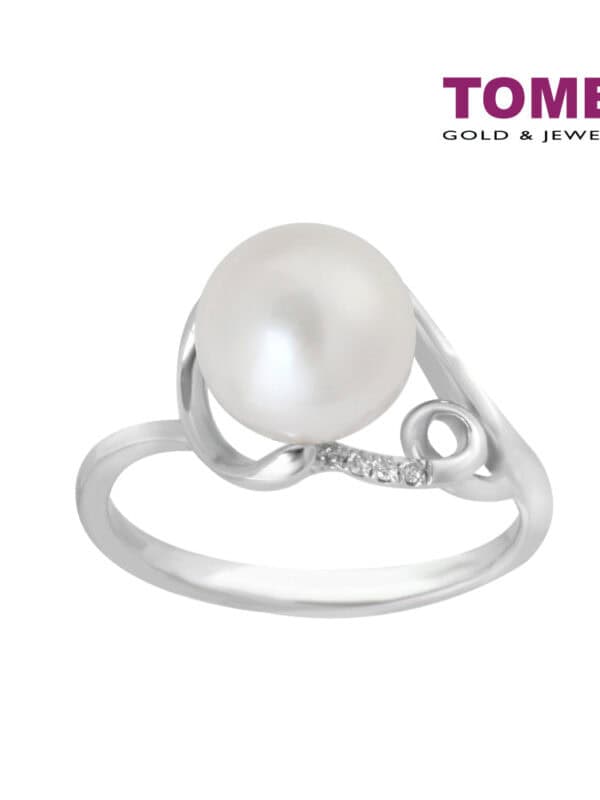 TOMEI Splendorous Grandeur of the Seas Ring, Diamond Pearl White Gold 375 (R3858V)