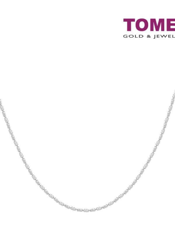 Tomei Sparkling with Laser Necklace, Unisex White Gold 585