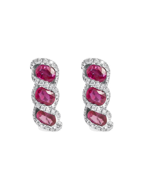 TOMEI Vibrant Ruby Earrings, White Gold 750