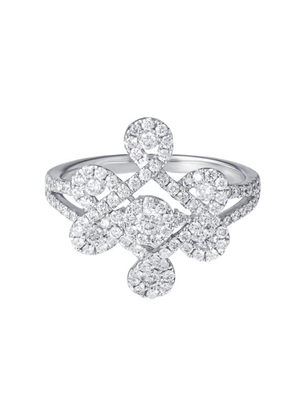 TOMEI Ruyi Knot Diamond Ring, White Gold 750